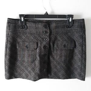 Plaid Button-Up Skirt